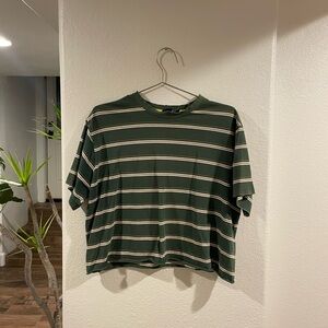 Vintage VNTG Basic Editions Green and White Striped Tee